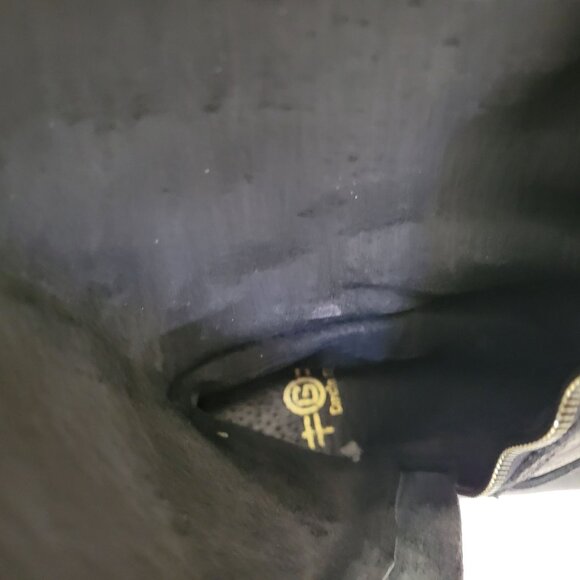 Circle G Distressed Black Leather Knee-High Boots With Buckle Detail & Stacked H - Picture 7 of 11